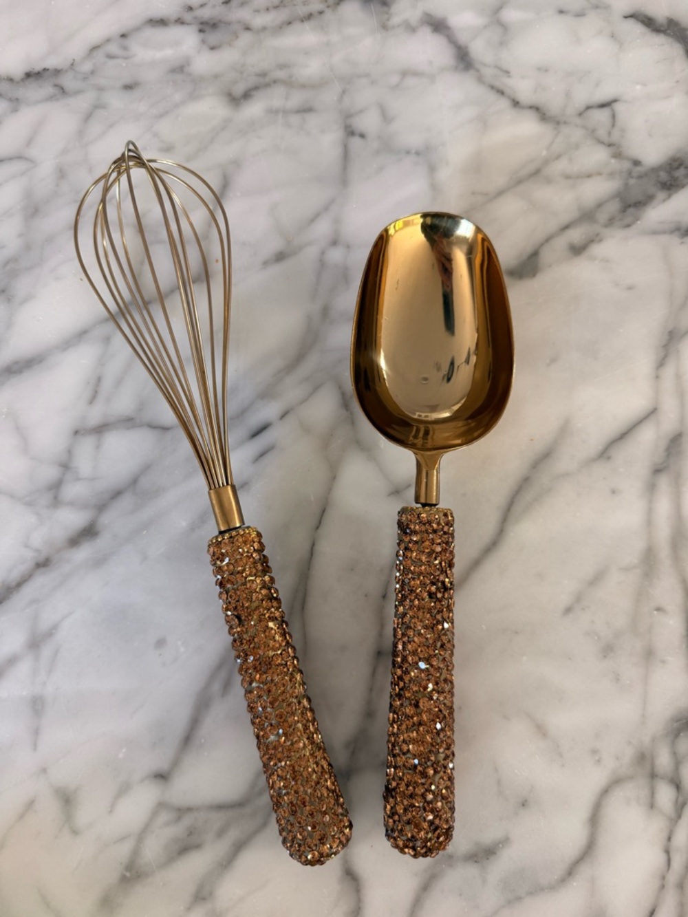 Gold Beaded Handle Scoop and Whisk Set